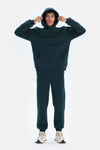 Koyu Yeşil Dagi Active Koyu Kapüşonlu Kol Garnili Sweatshirt