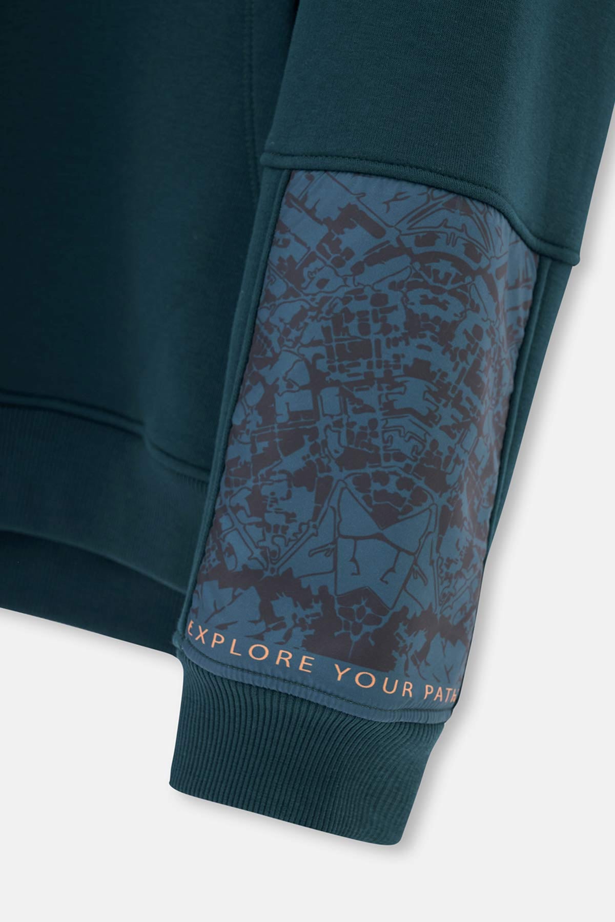 Koyu Yeşil Dagi Active Koyu Kapüşonlu Kol Garnili Sweatshirt