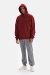 Bordo Cep Detaylı Kapüşonlu Sweatshirt