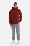 Bordo Cep Detaylı Kapüşonlu Sweatshirt