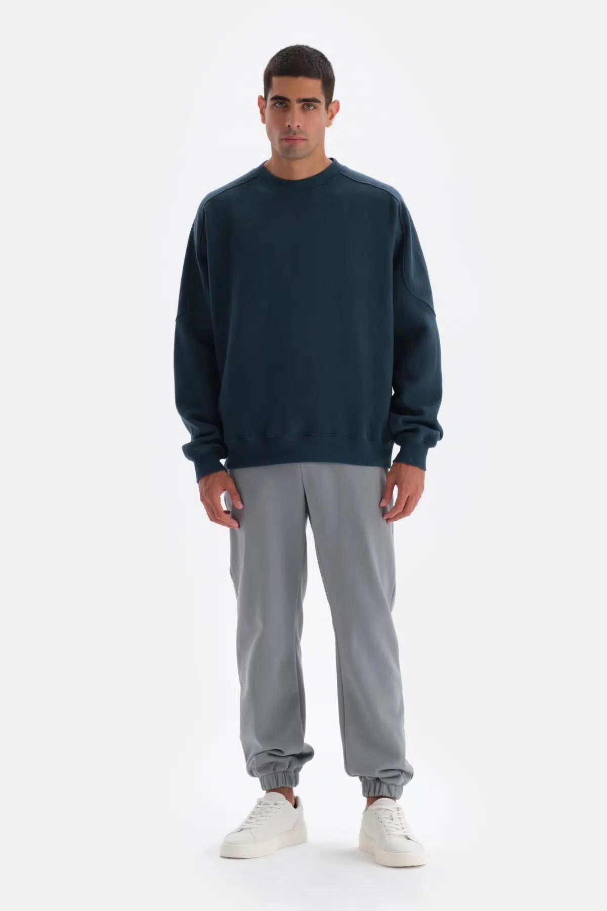 Gri Lastik Paça Pamuklu Eşofman Altı