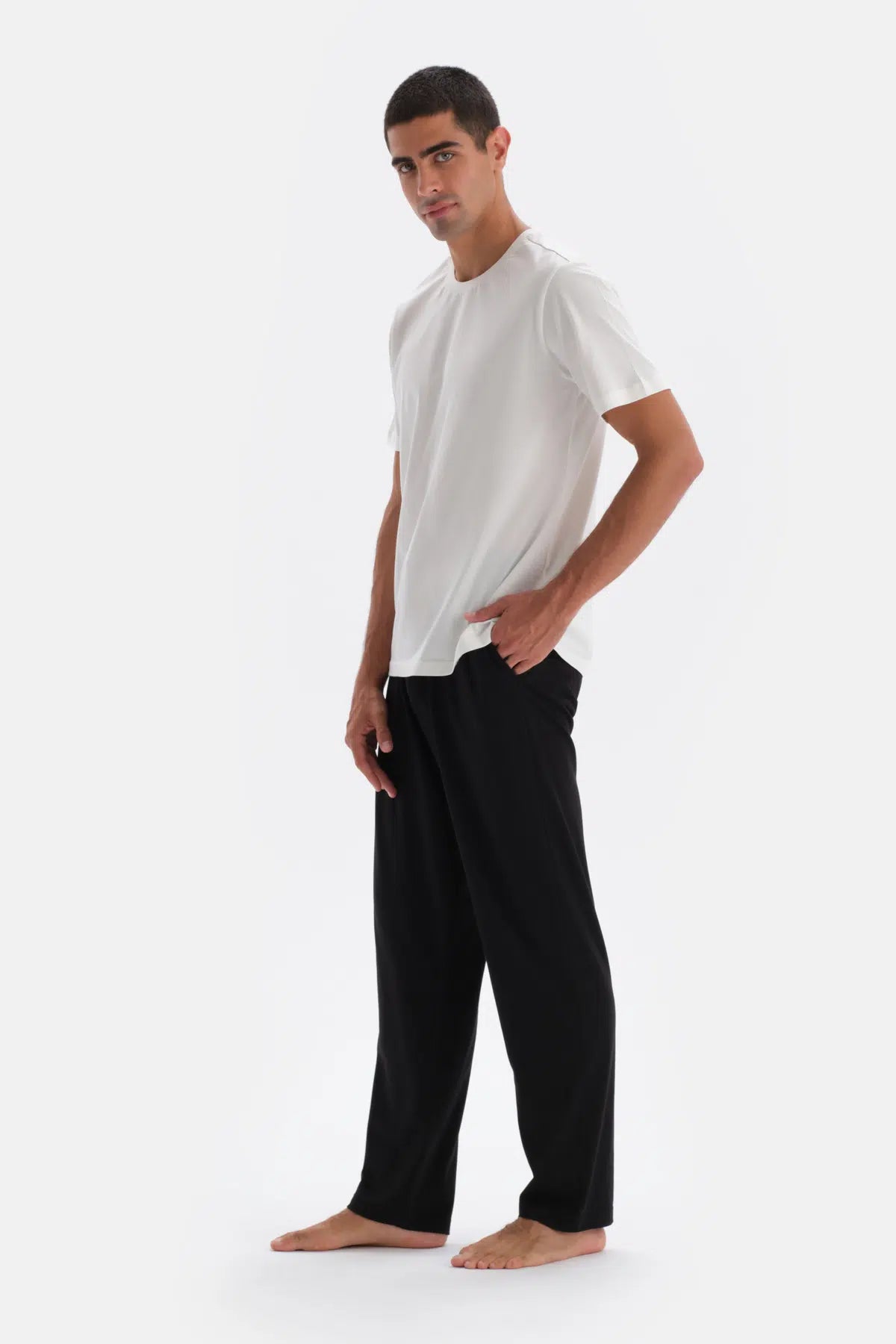 Siyah Pamuk Modal Örme Pijama Altı