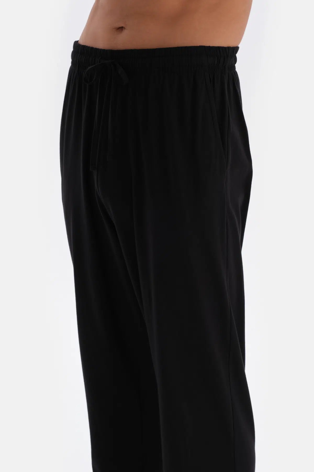 Siyah Pamuk Modal Örme Pijama Altı