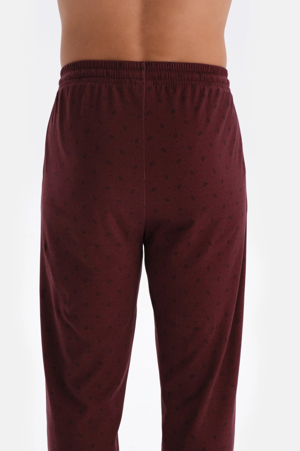 Bordo Mıkroprınt Metraj Baskılı Pamuklu Pijama Takımı