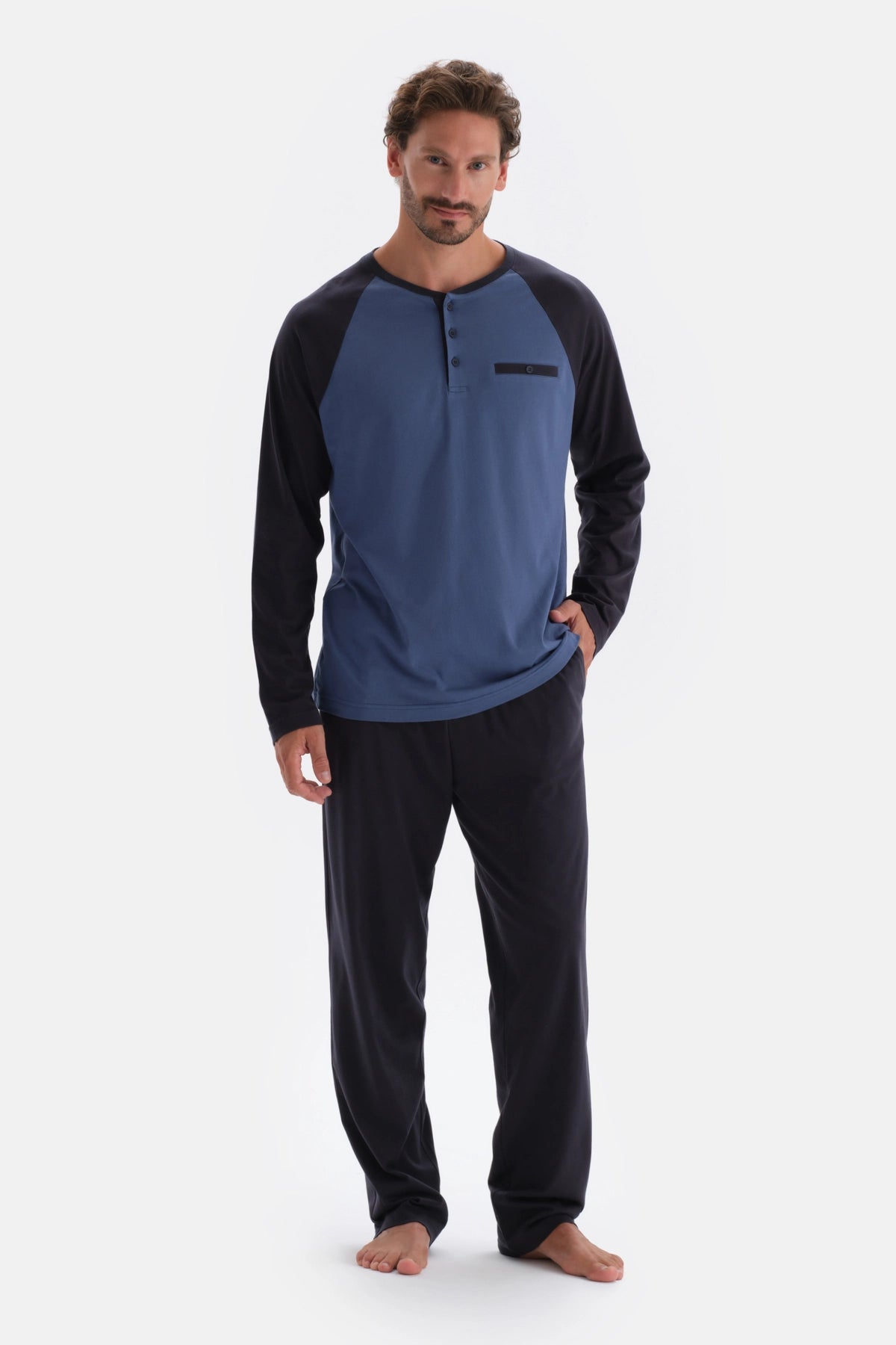 Indigo Yarım Patlı Reglan Kol Penye Modal Pijama Takımı