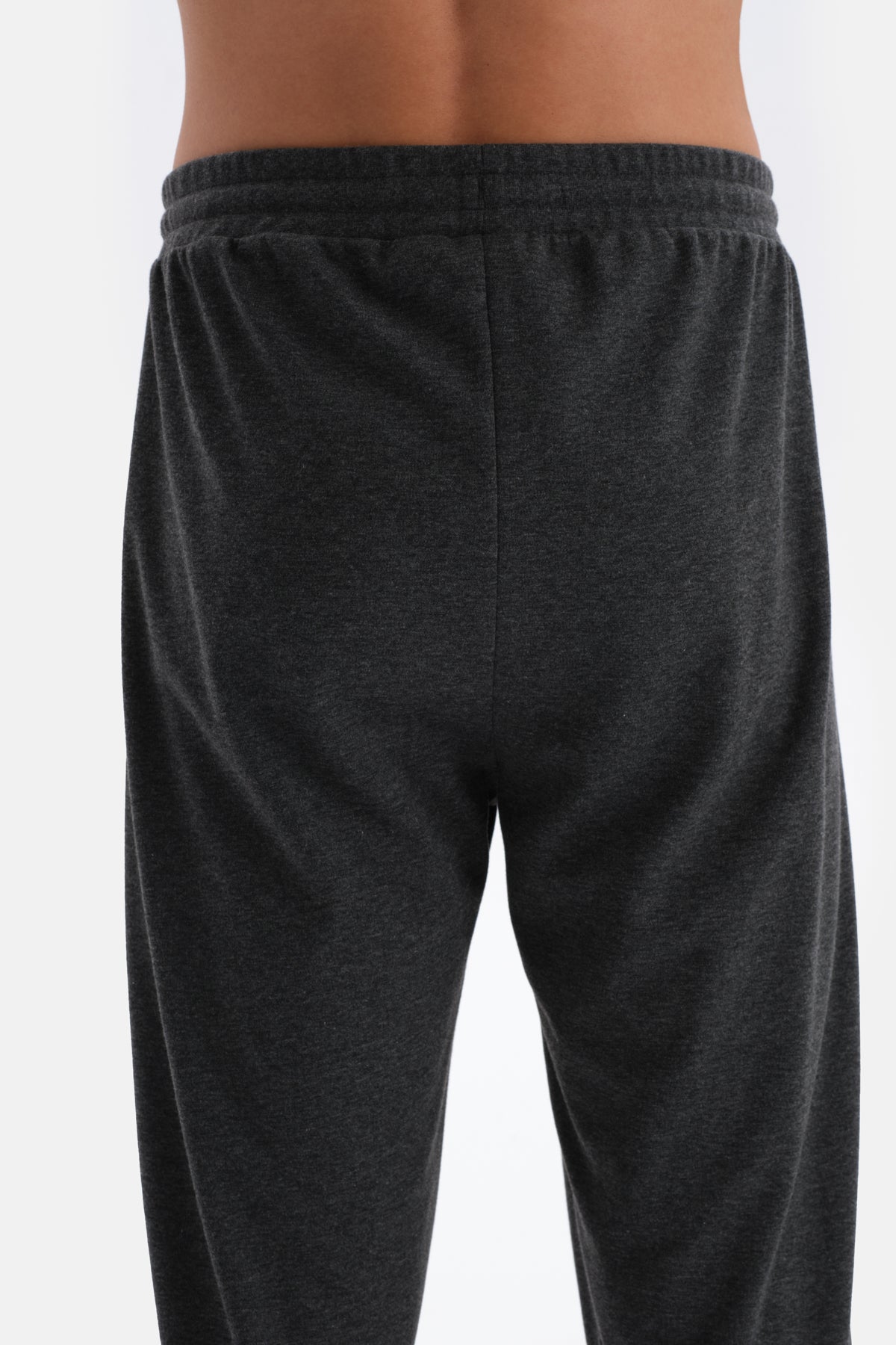 Antrasit Melanj Bisiklet Yaka Uzun Kollu Örme Pijama Takımı