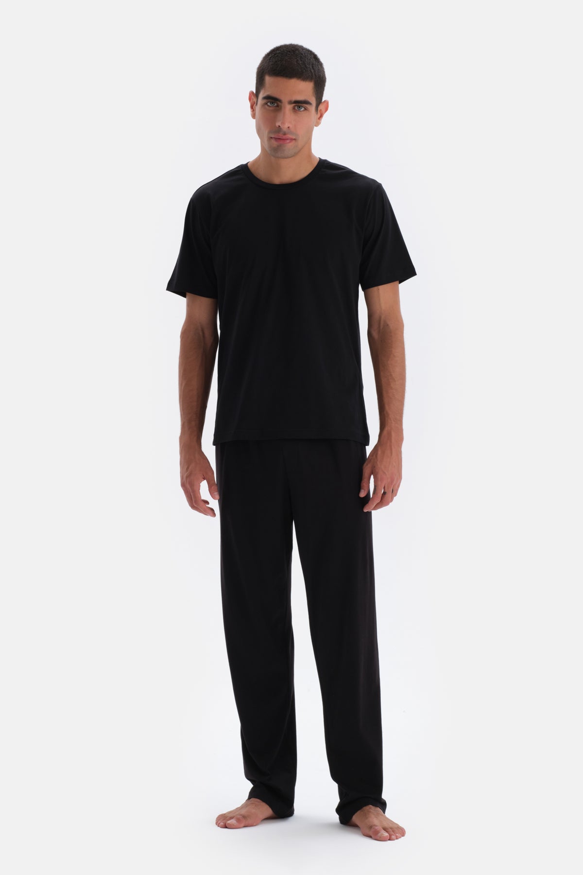 Siyah Beli Lastik Detaylı Örme Pijama Altı