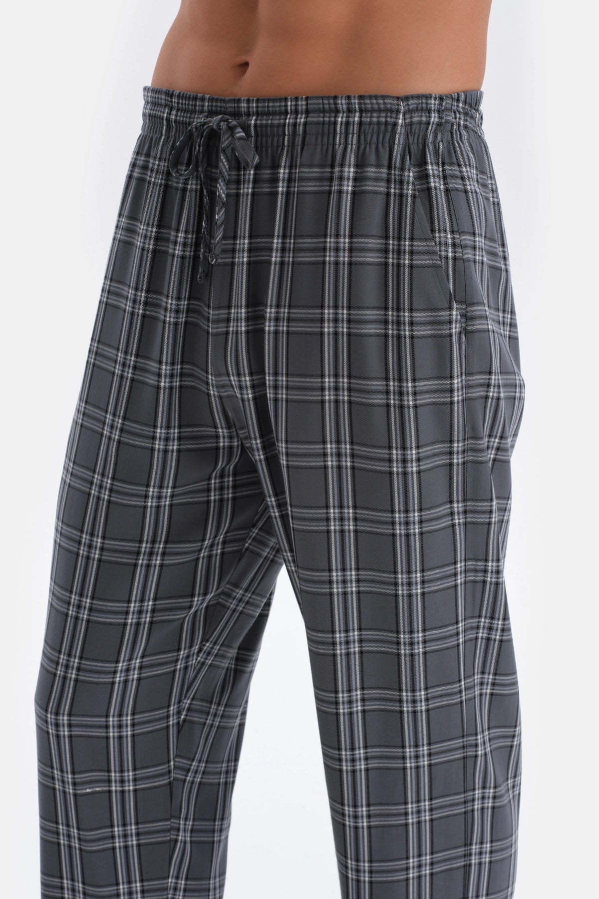 Füme Ekose Dokuma Pijama Altı