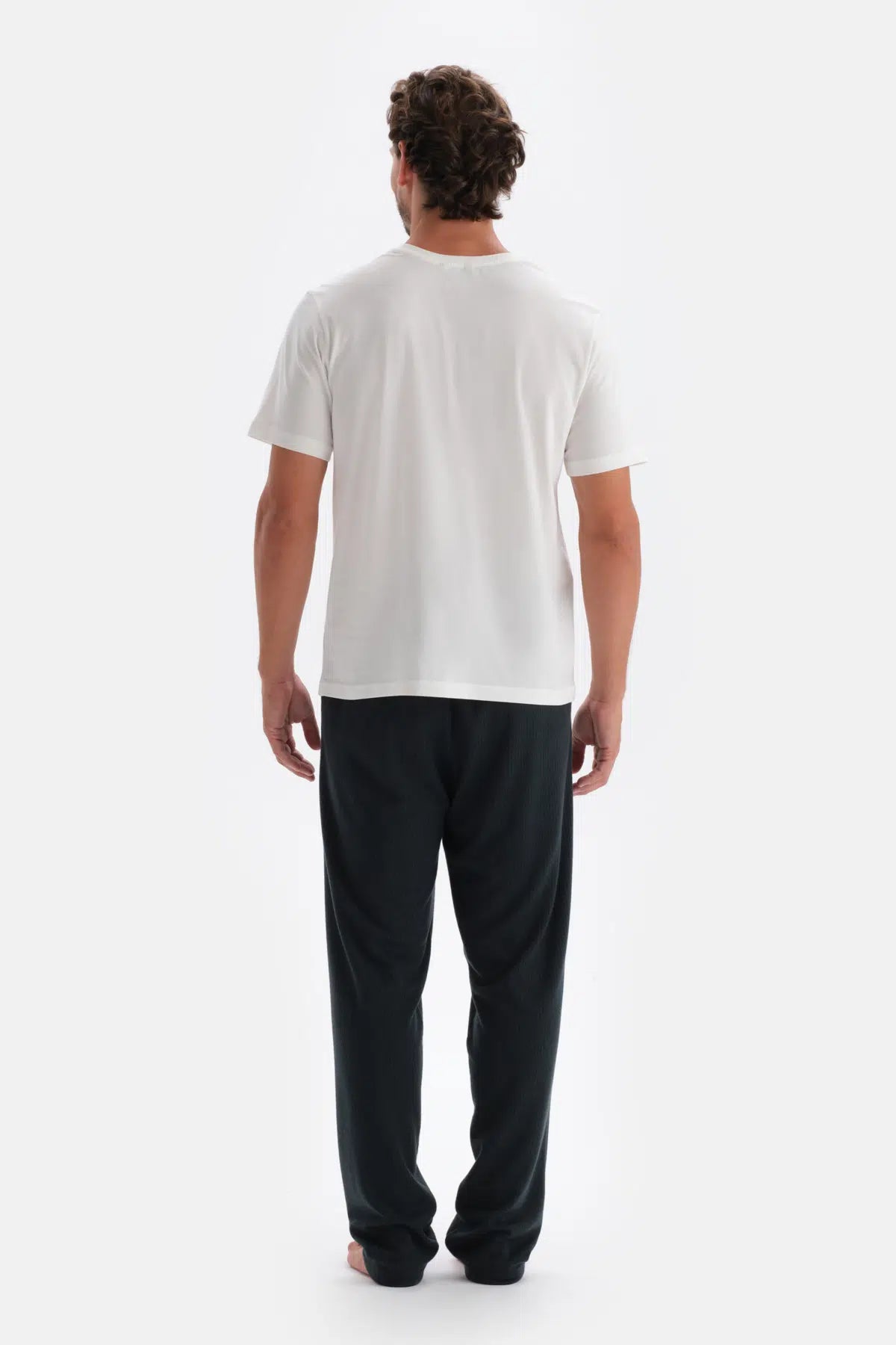 Yeşil Çizgi Jakarlı Örme Pijama Altı