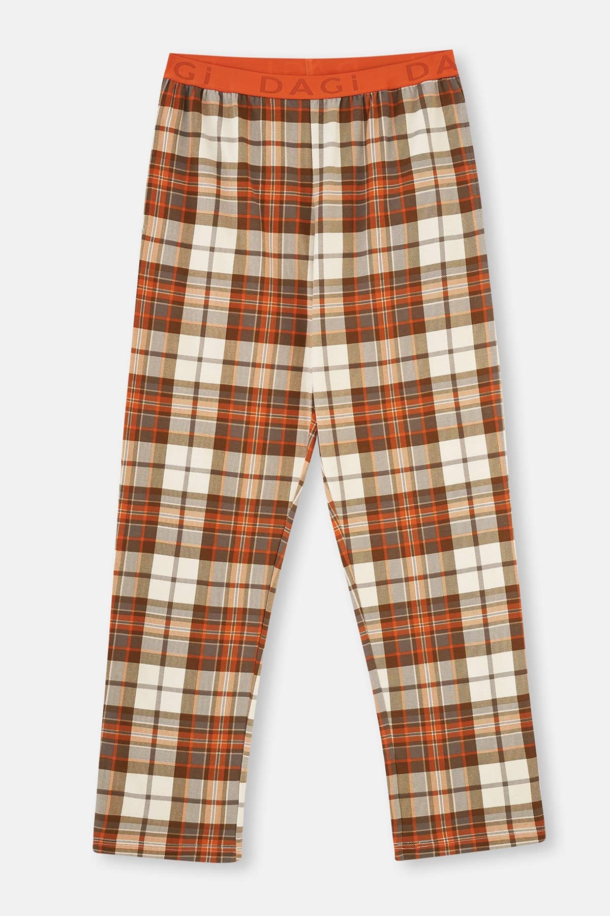 Multicolor Ekoseli Örme Tek Pijama Alt