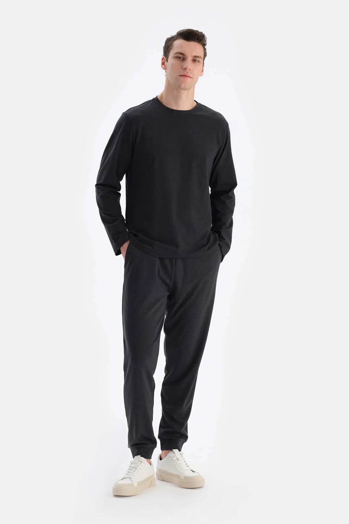 Füme Bisiklet Yaka Regular Fit Everfresh Pijama Üstü