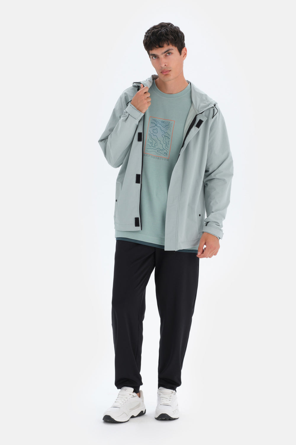 Mint Yeşili Dagi Active Mint i Sırt Baskı Detaylı Mont