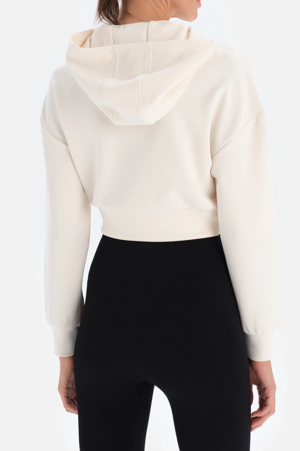 Ekru Dagi Active Çapraz Detaylı Kapüşonlu Modal Sweatshirt