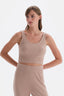Açık Kahve Kalın Askılı Crop Atlet
