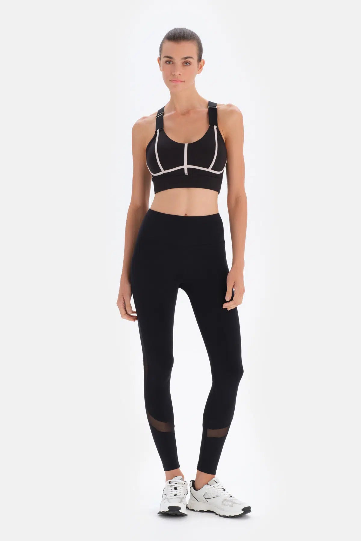 Siyah Dagi Active Tül Detaylı Spor Tayt