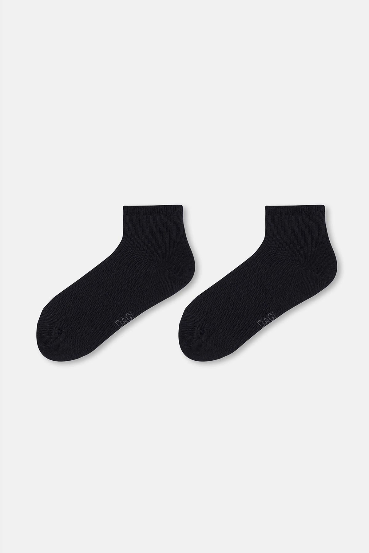Siyah Kadın Pamuklu Quarter Çorap