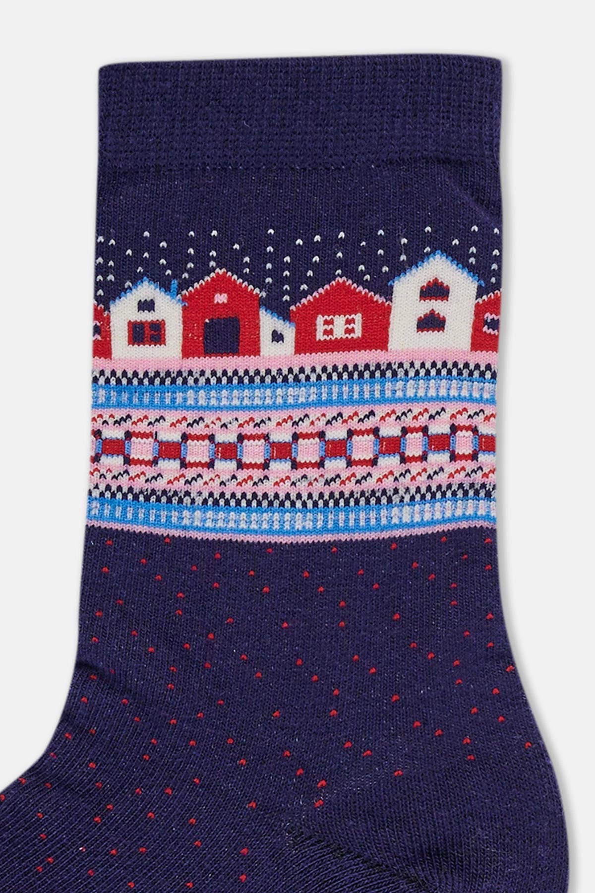 Multicolor Kadın 2'Li Ağaç Desenli Yılbaşı Çorabı