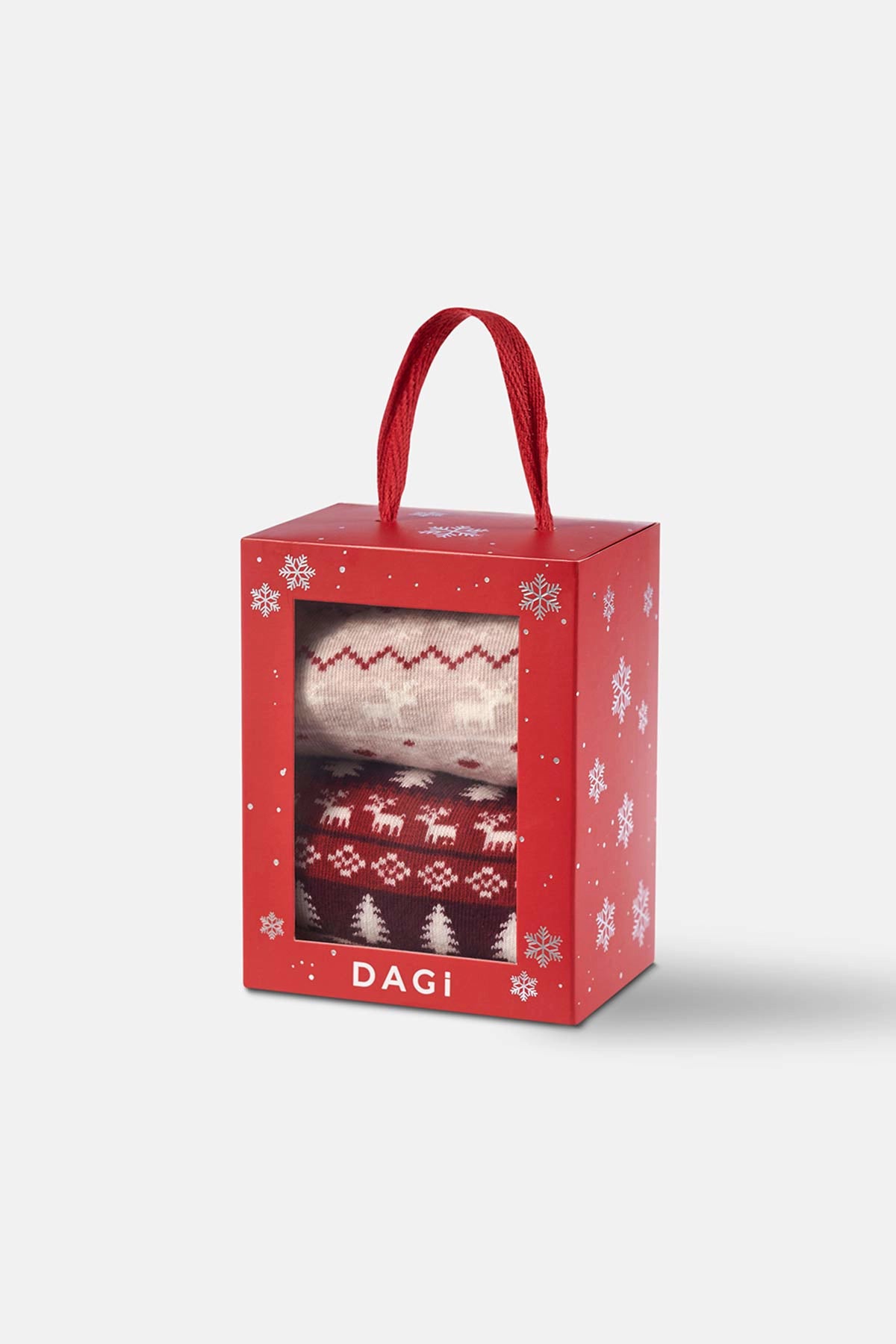 Multicolor Kadın 2'Li Kalp Desenli Yılbaşı Çorabı