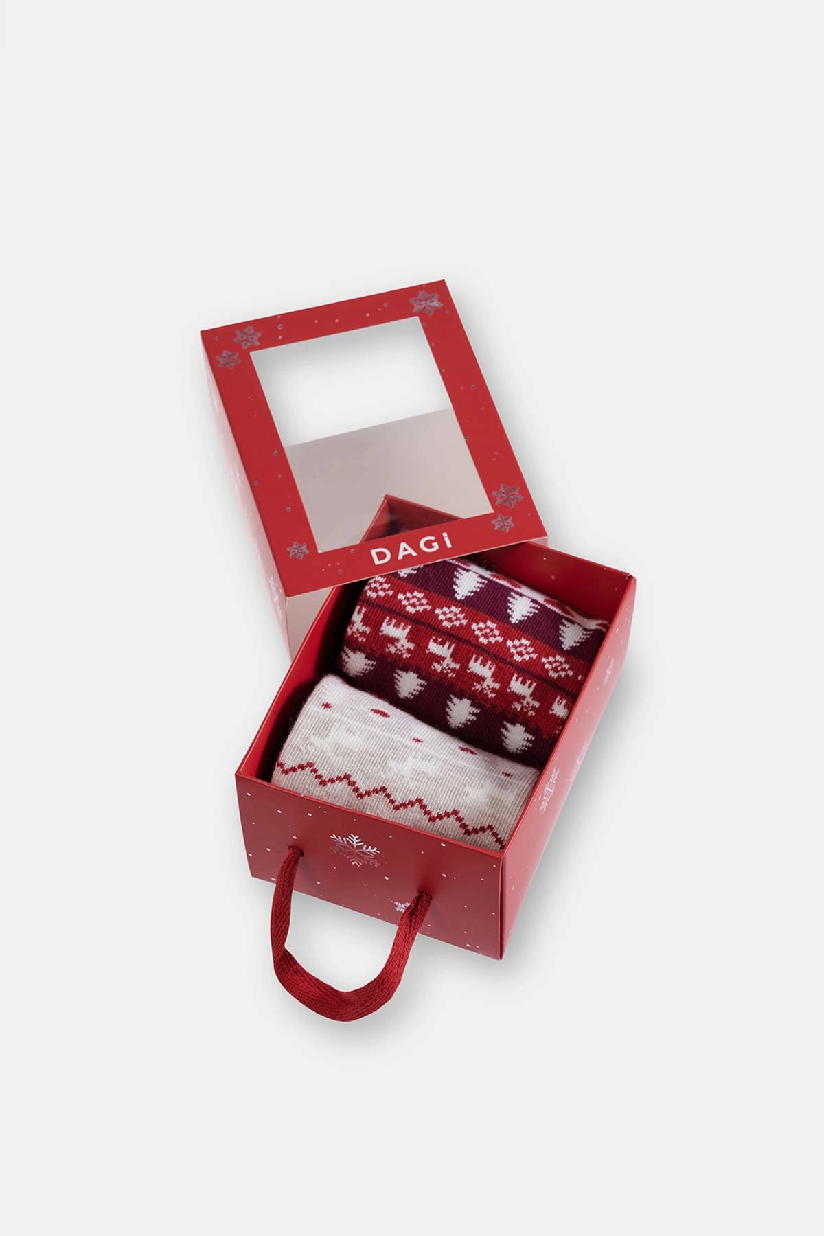 Multicolor Kadın 2'Li Kalp Desenli Yılbaşı Çorabı