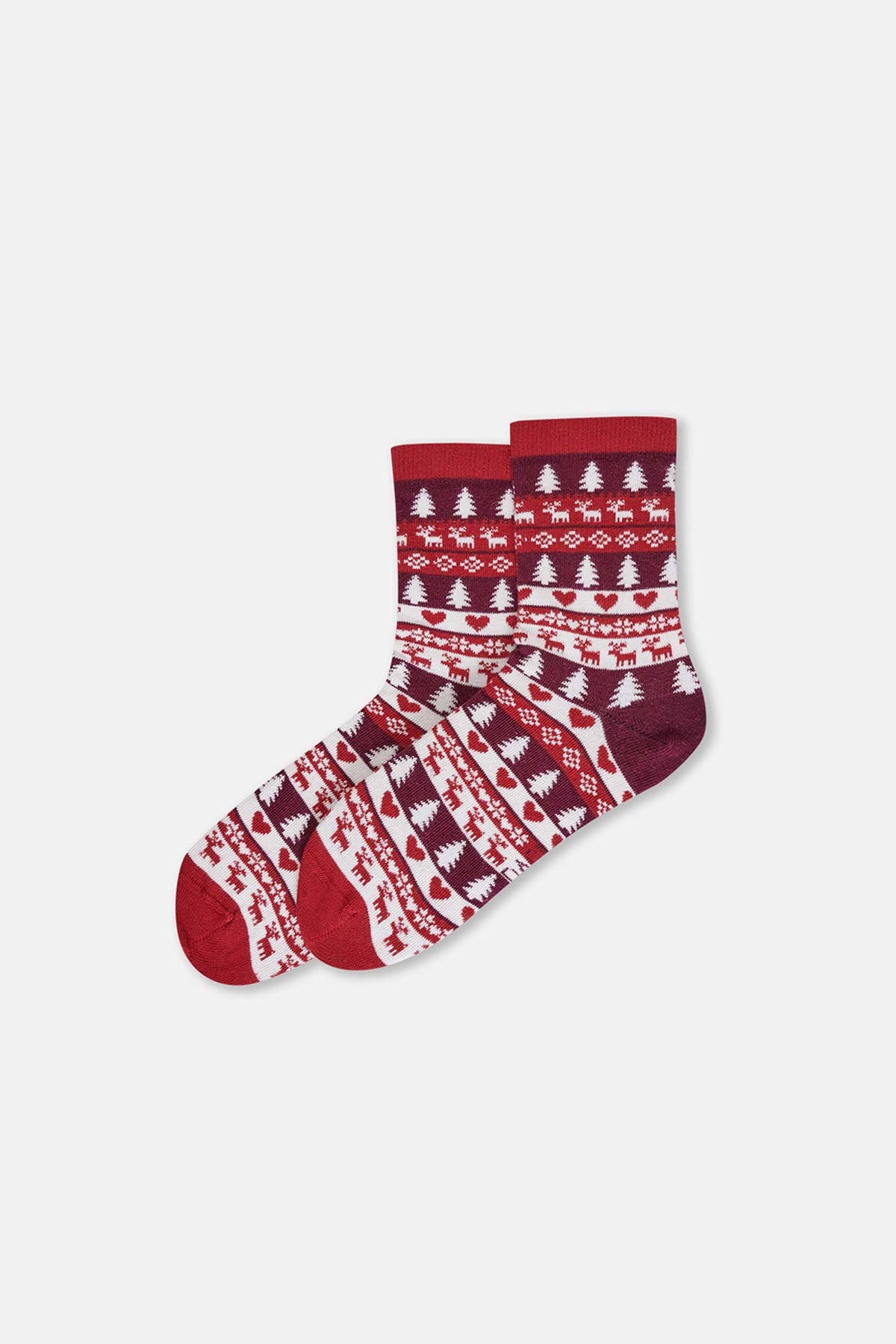 Multicolor Kadın 2'Li Kalp Desenli Yılbaşı Çorabı