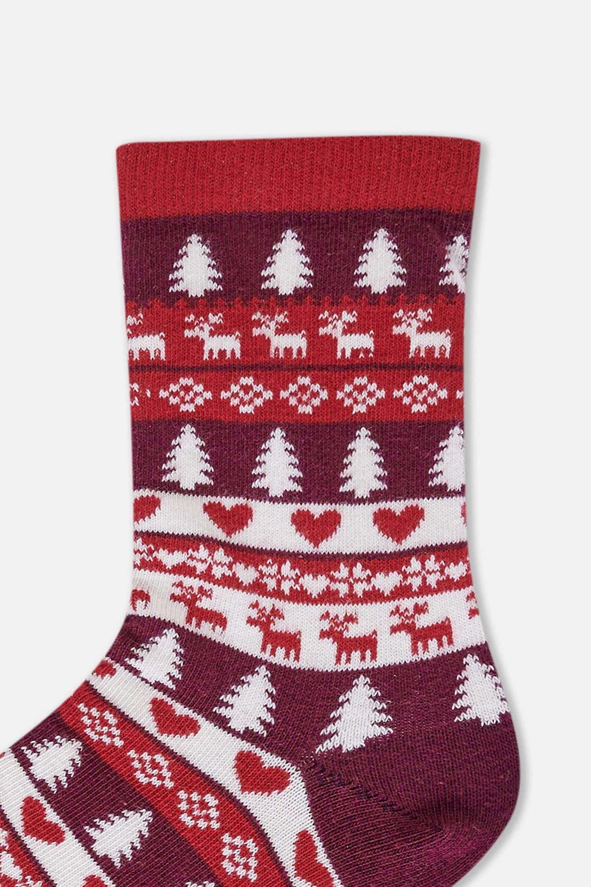 Multicolor Kadın 2'Li Kalp Desenli Yılbaşı Çorabı