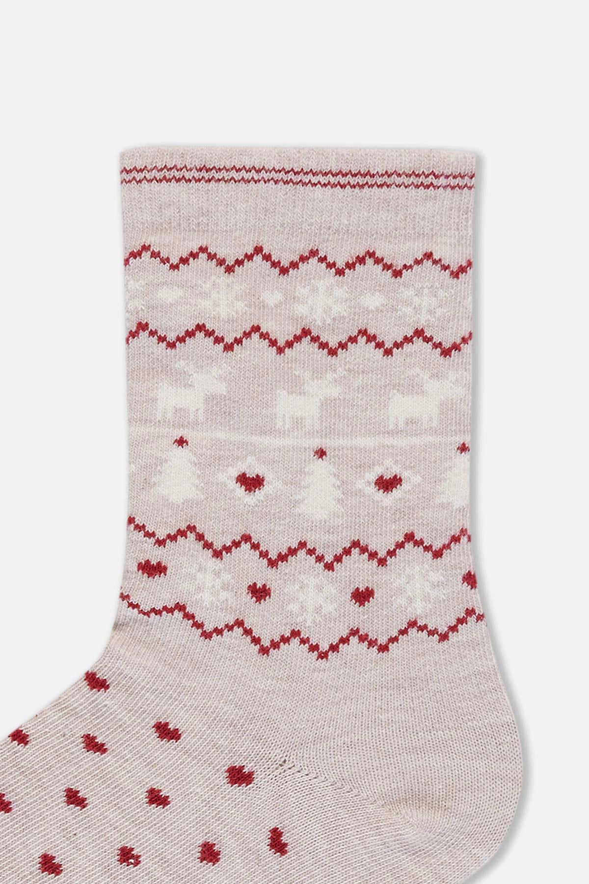 Multicolor Kadın 2'Li Kalp Desenli Yılbaşı Çorabı