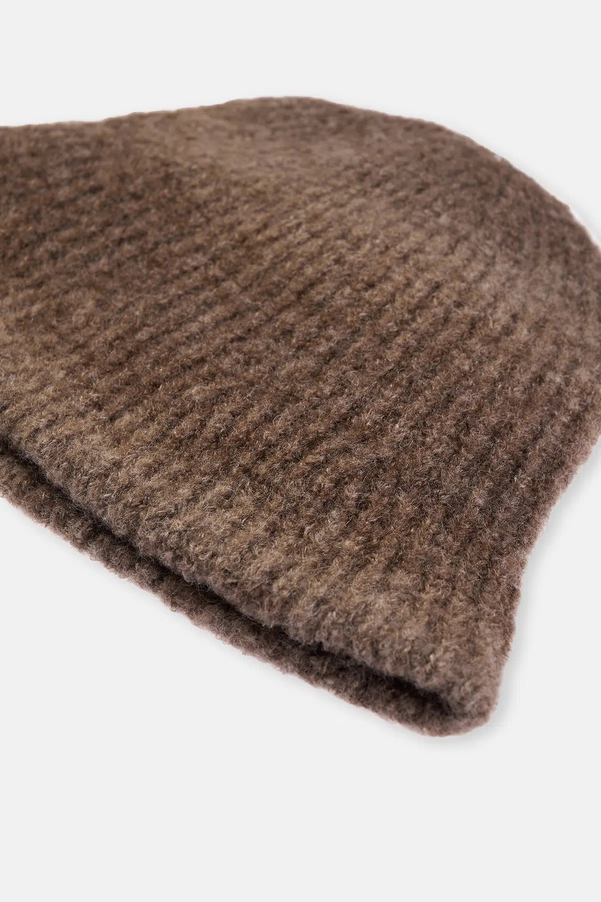 Kahverengi Kadın Düz Renk Yün Karışımlı Bere