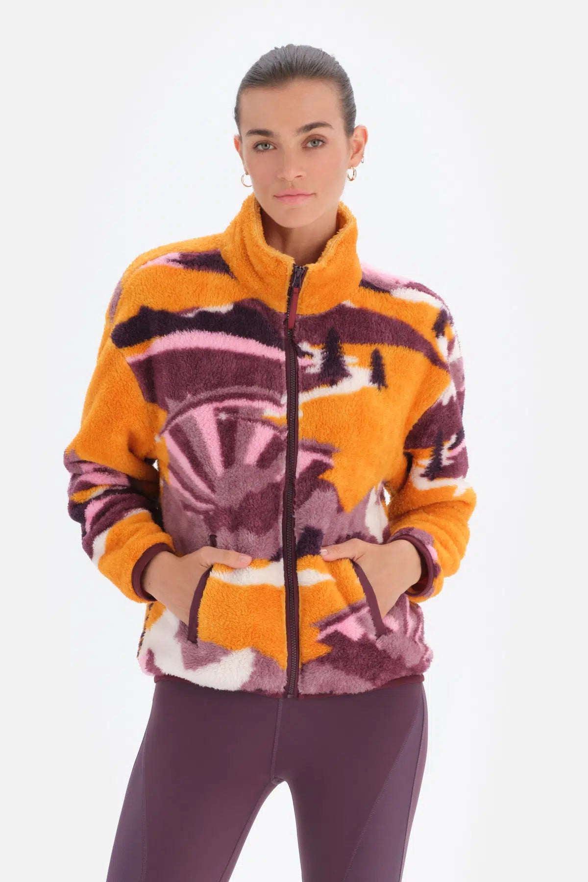 Multicolor Dagi Active Kadın Dağ Baskılı Polar Sweatshirt