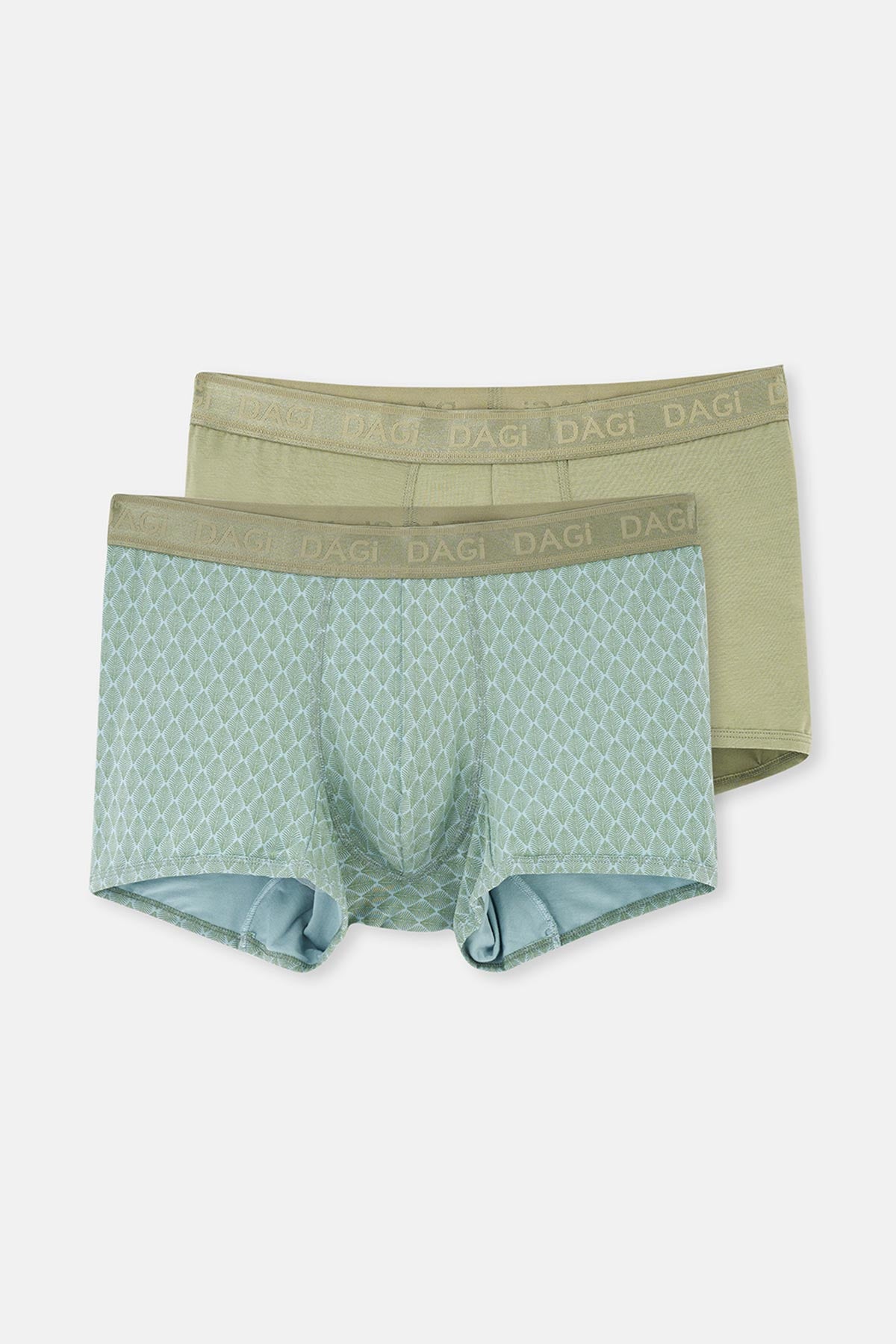 Açık Haki-Açık Mavi 2'li Desenli Micro Modal Boxer
