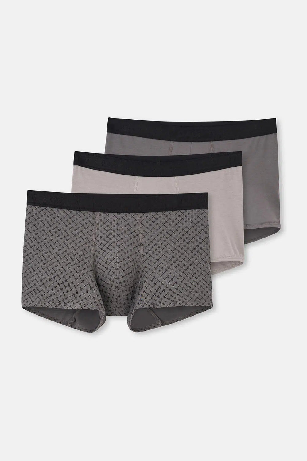 Açık Gri-Gri 3'Lü Desenli Micro Modal Boxer