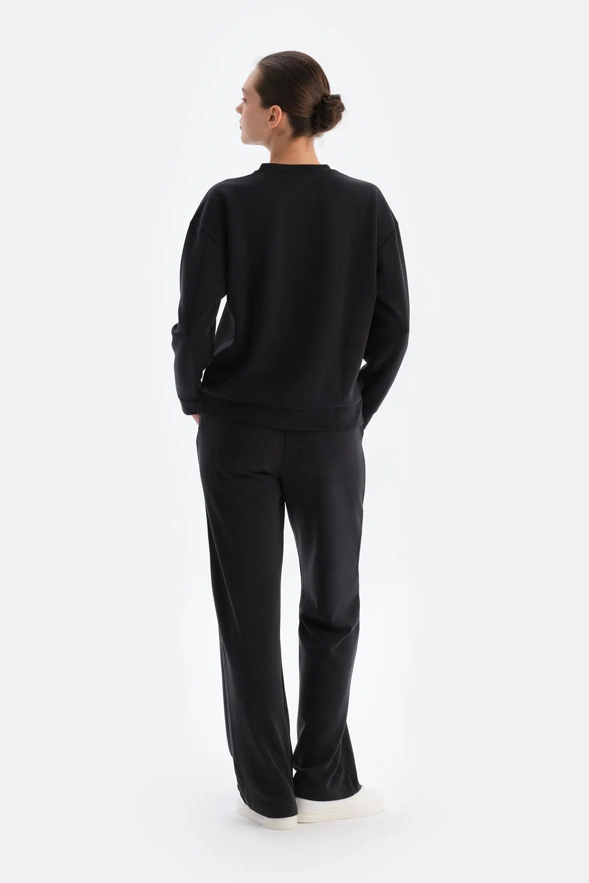 Siyah Basıc Modal Sweatshırt