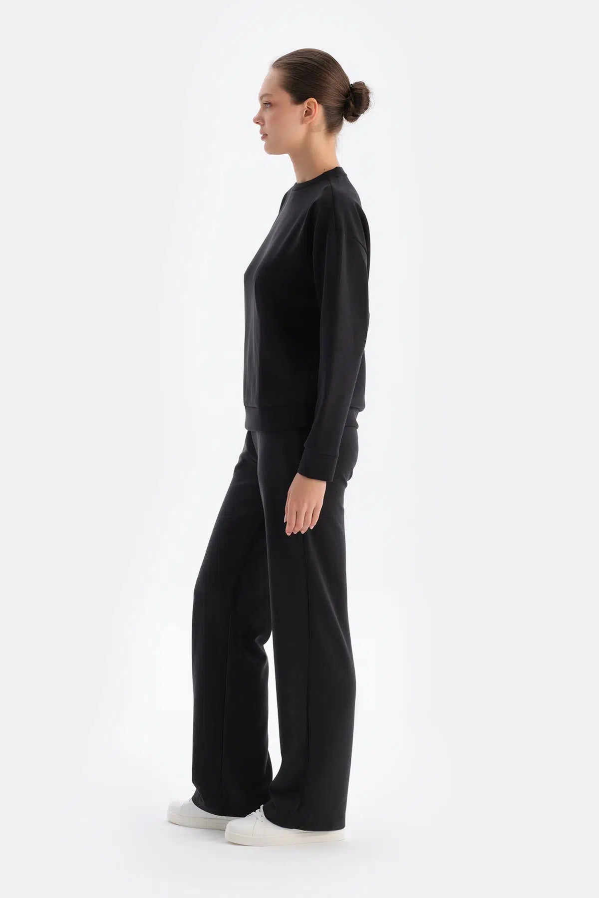 Siyah Basıc Modal Sweatshırt