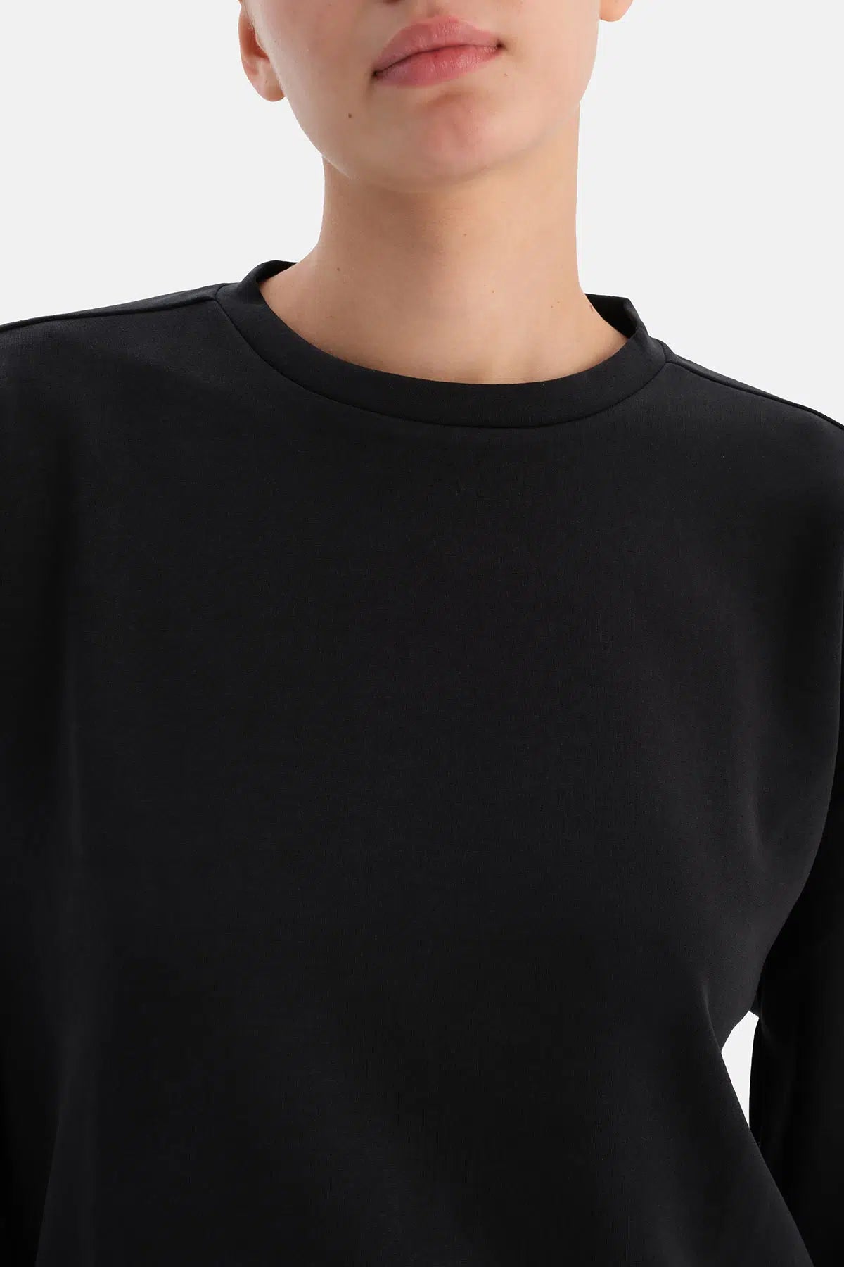 Siyah Basıc Modal Sweatshırt