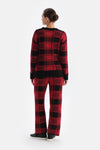 Kırmızı Ekoseli Polar Sweatshırt