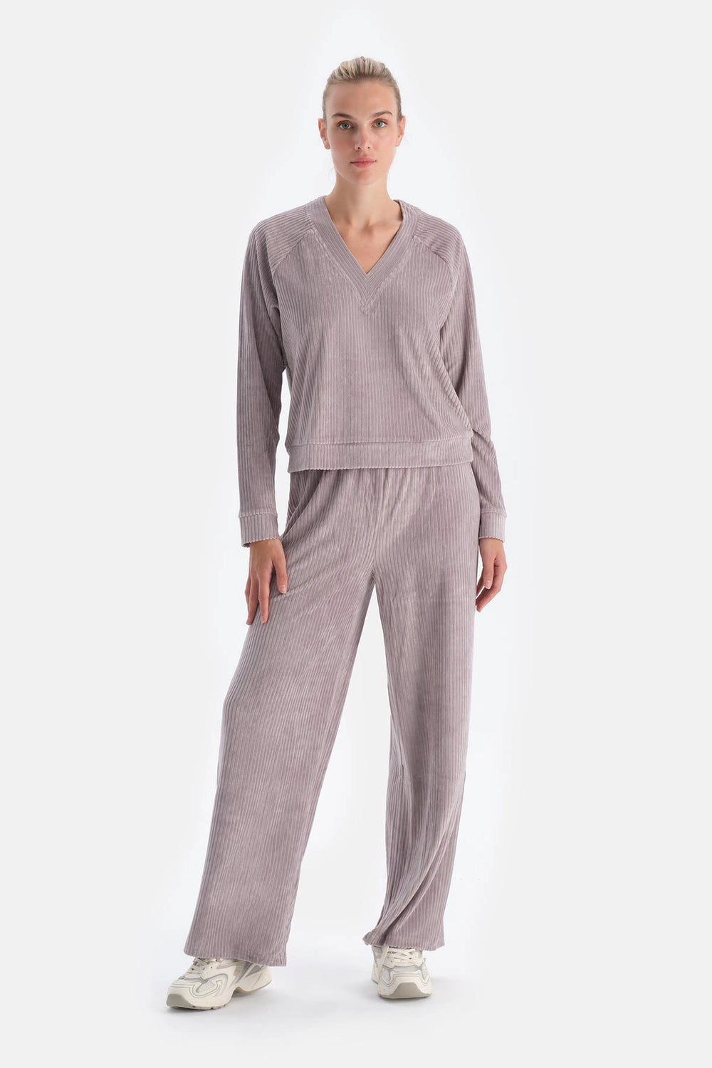 Açık Lila Kadife Pantolon