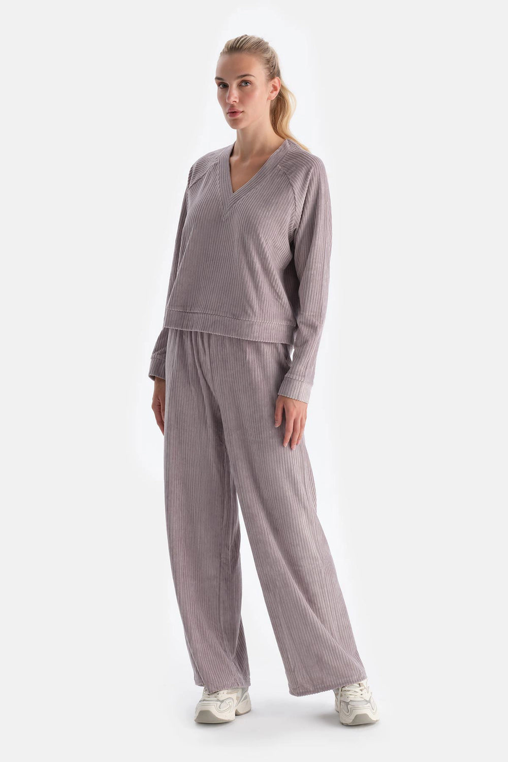 Açık Lila Kadife Pantolon