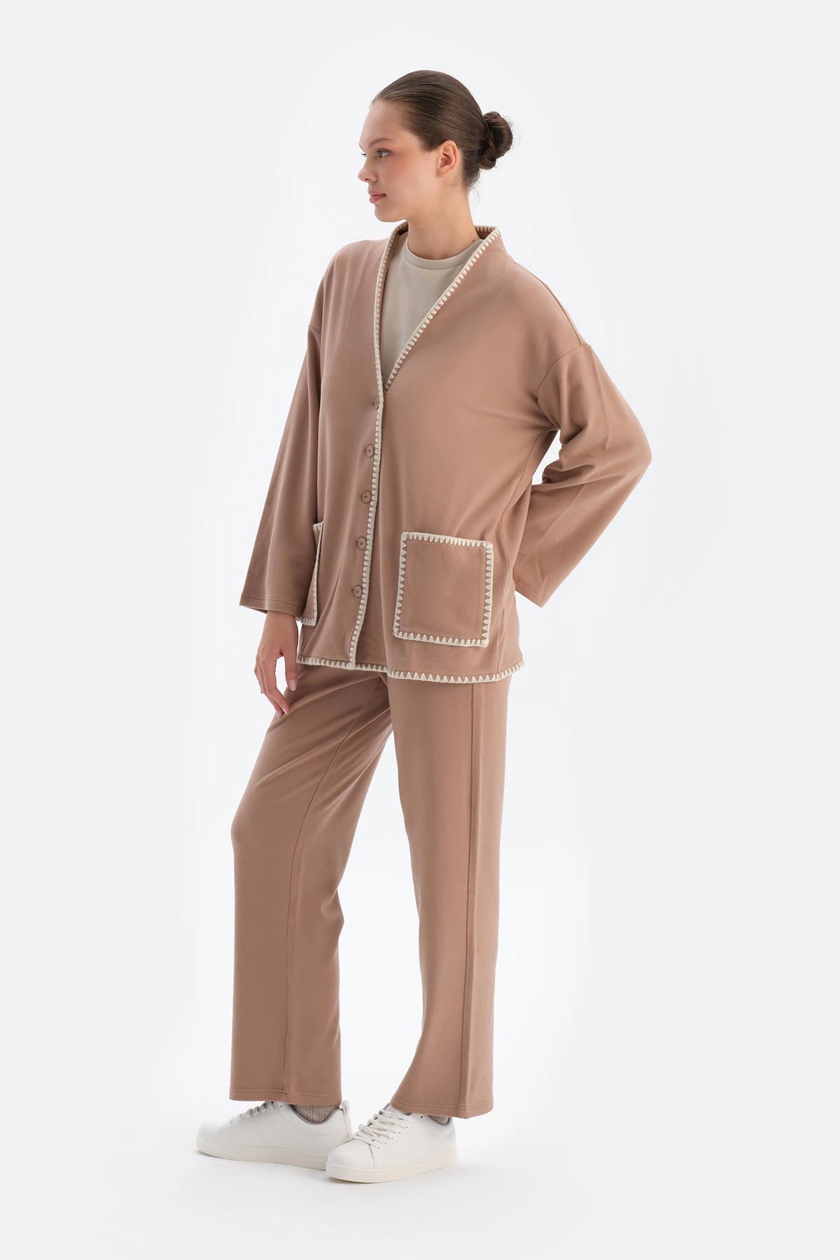 Sütlü Kahve Çoban Dikişli Pantolon