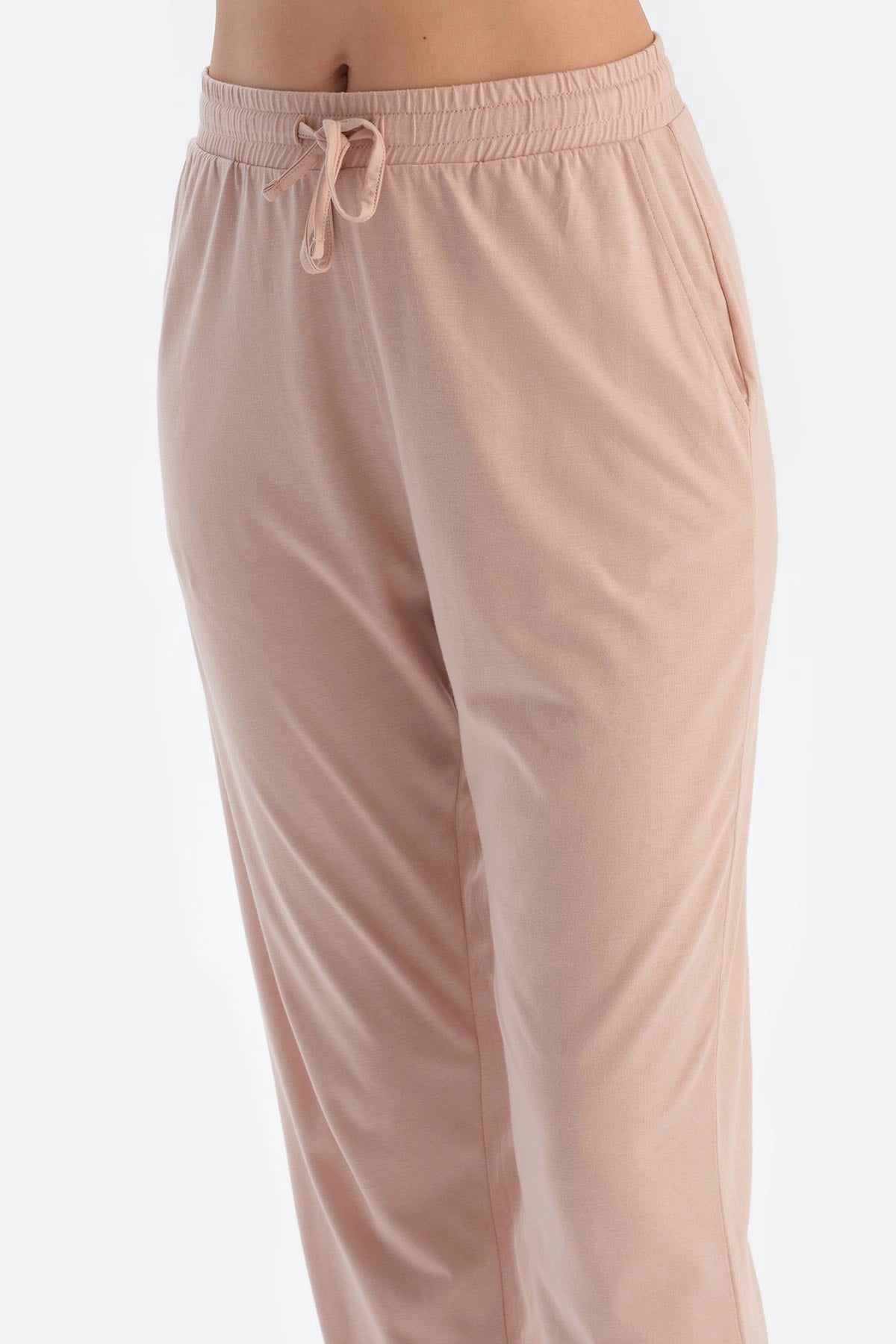 Pudra Düşük Kollu Penye Modal Pijama Takımı