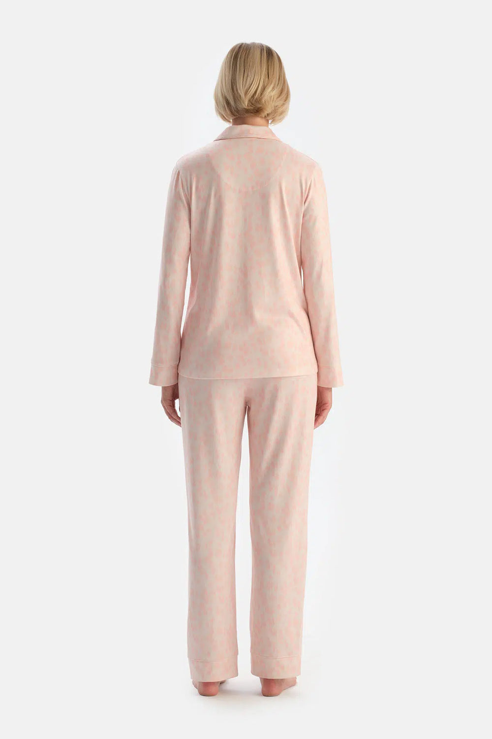 Açık Somon Leopar Desenli Pijama Takımı