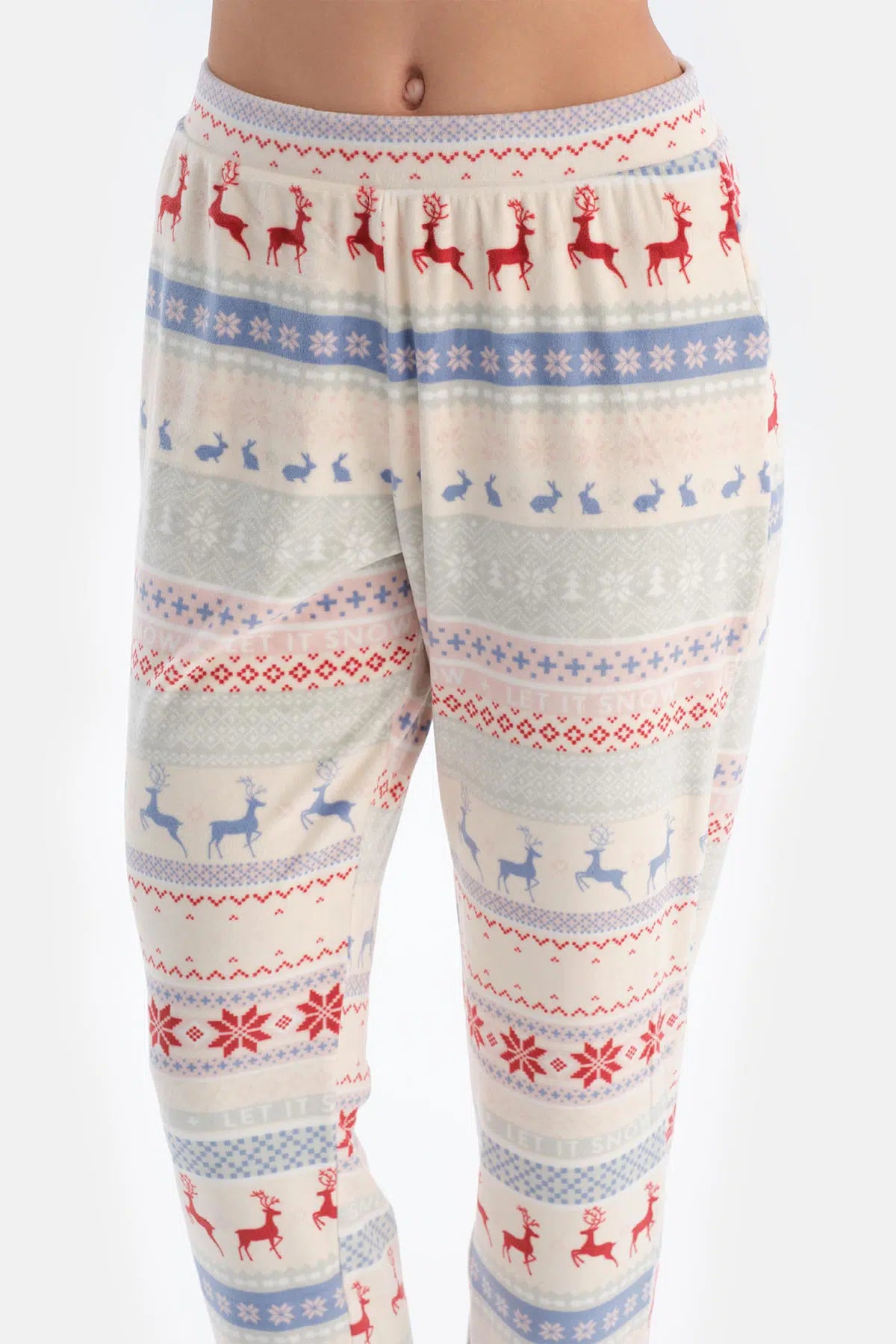 Multicolor Metraj Baskılı Kadife Pijama Takımı