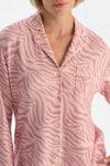 Açık Pembe Zebra Desenli Termal Pijama Takımı