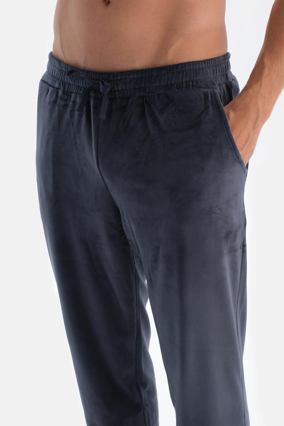 Lacivert Bisiklet Yaka Uzun Kollu Tişört Pantolon Pijama Takımı