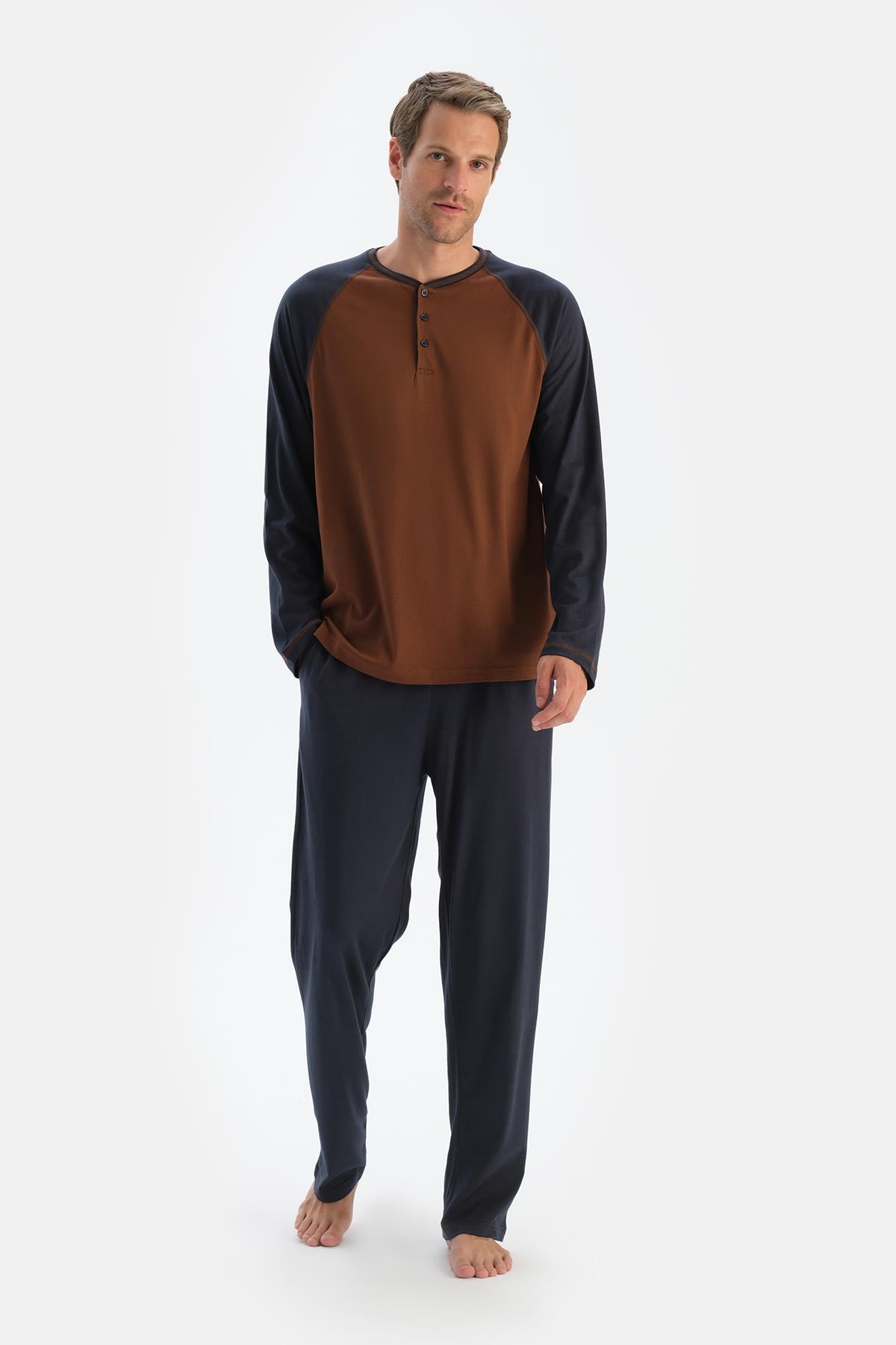 Camel Reglan Kol Patlı Tişört Pantolon Pijama Takımı