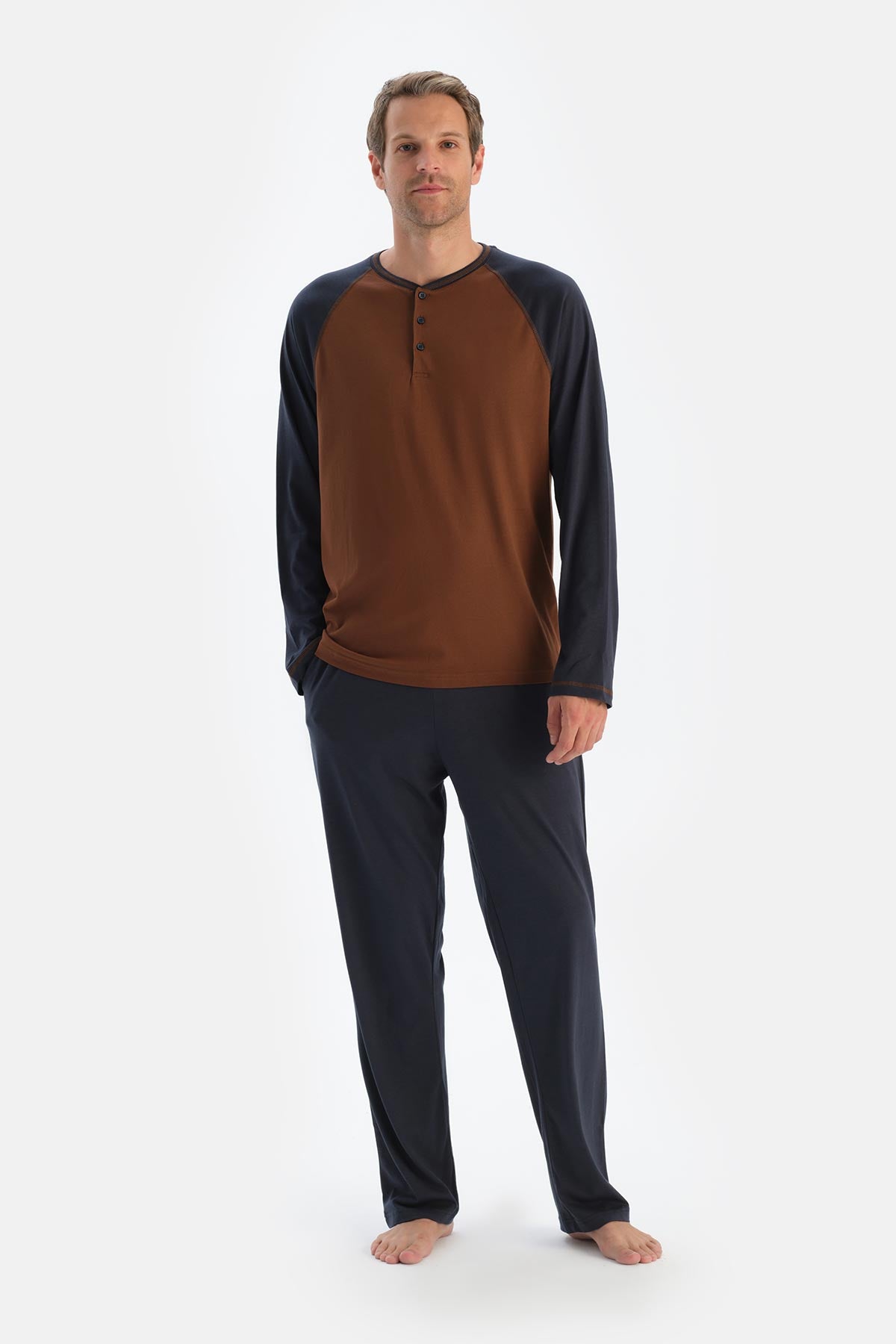 Camel Reglan Kol Patlı Tişört Pantolon Pijama Takımı