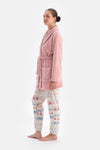 Soft Pembe Soft Örgü Görünümlü Puf Sabahlık