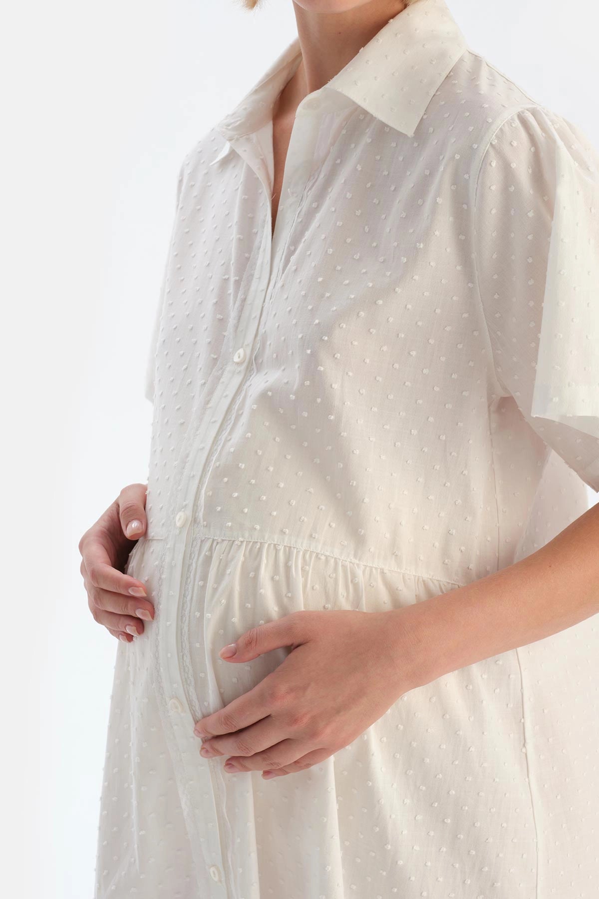 Beyaz Müslin Hamile Gecelik