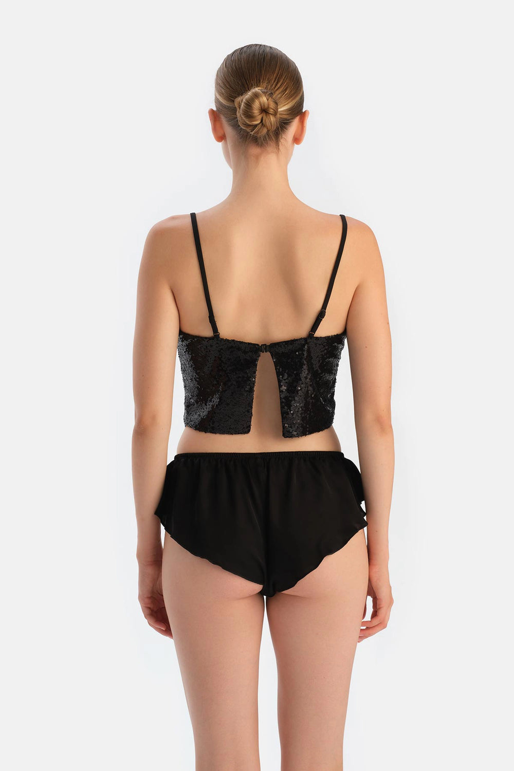 Siyah Payetli Crop Top