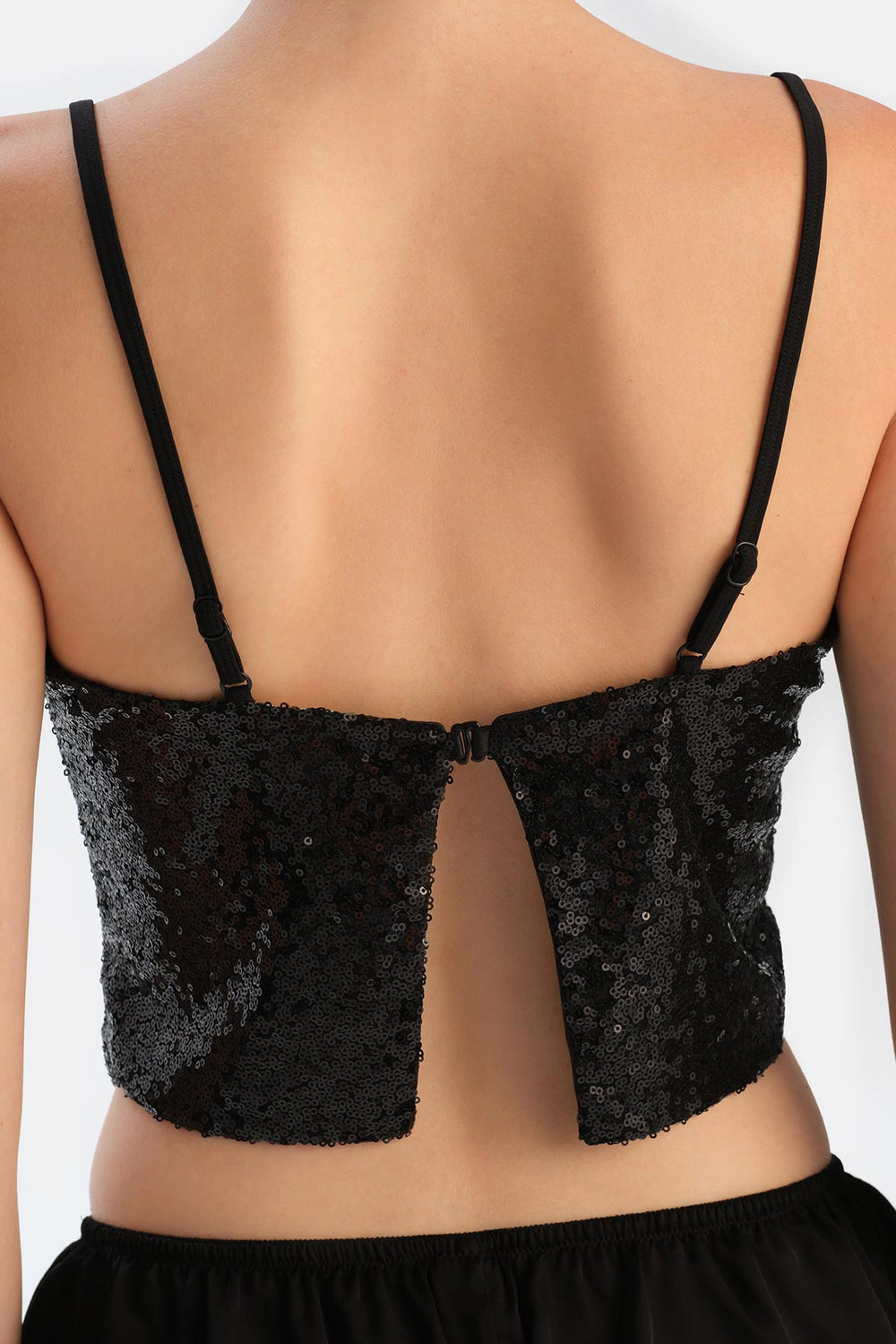 Siyah Payetli Crop Top