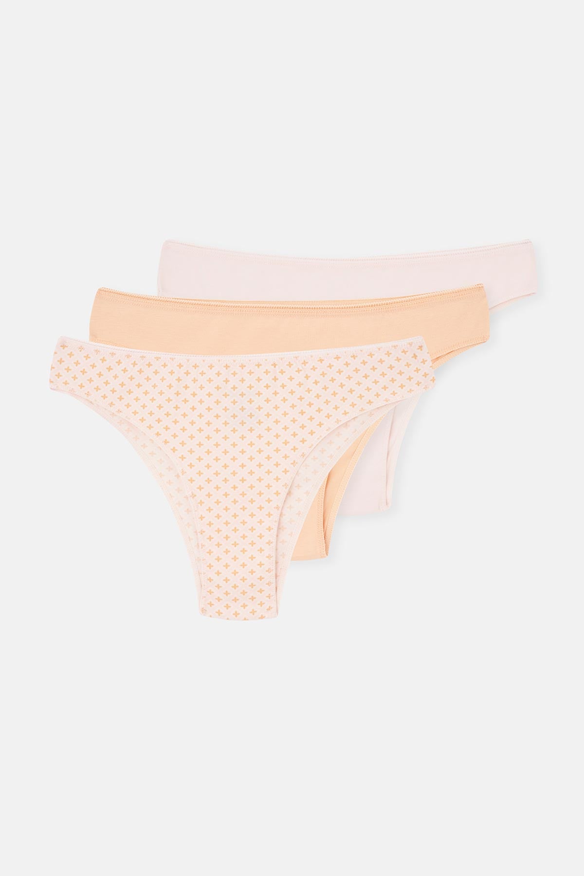 Açık Somon-Soft Pembe Soft Kadın 3'lü Desenli Brazilian Külot