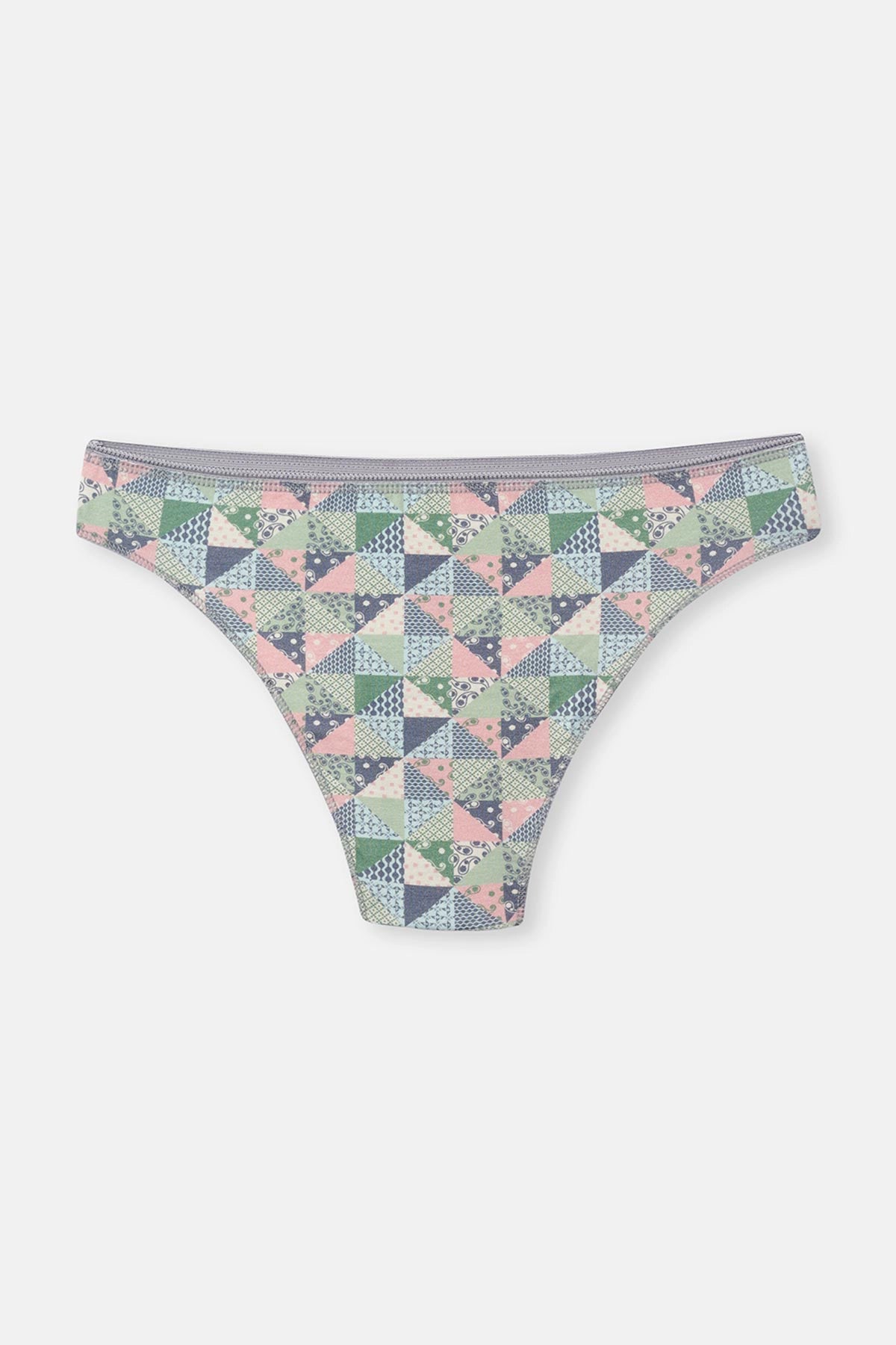 Gri-Soft Pembe Soft Kadın 3'lü Desenli Brazilian Külot